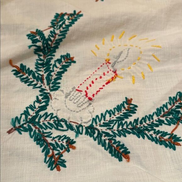 Festive Tablecloth with Pine cones and Candle Design 30” x 32” - Picture 7 of 8